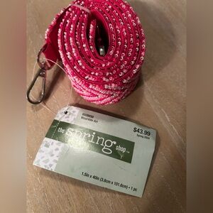 Beaded Wearable Art Strap Womens Pink White 40" x 1.5" Wearable Art V Pattern.